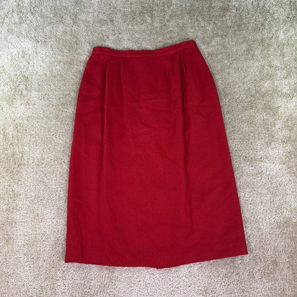Vintage Bretton Place USA Made 100% Wool Skirt Women’s Sz 14 30x29 Red E677